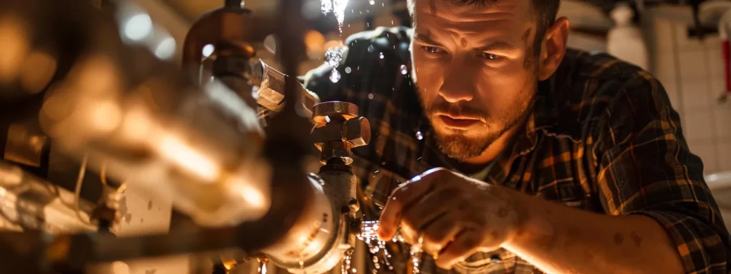 A Close-Up Of A Licensed Plumber In Action, Confidently Repairing A Severe Leak In A Cozy Treasure Valley Home, Surrounded By Gleaming Tools And A Warm, Inviting Atmosphere.