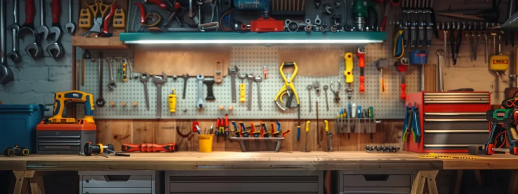 A Neatly Organized Toolkit Filled With Essential Plumbing Tools Sits Prominently On A Well-Lit Workbench, Highlighting The Importance Of Being Prepared For Home Repairs.